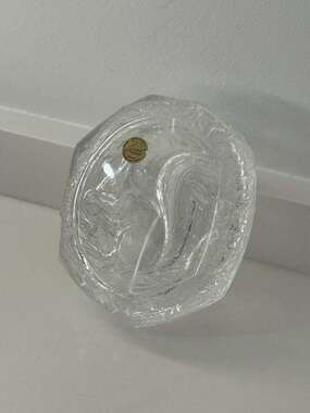 Vintage Cristal D'Arques France Lead Crystal Covered Trinket Dish with Intaglio